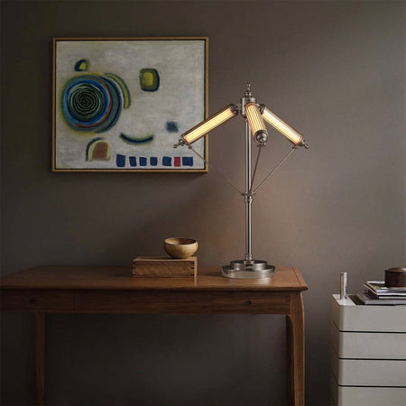 Aurora Adjustable Arm Ribbed Glass Table Lamp