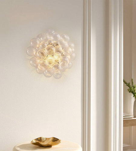 Spiral Bubble Mouth-Blown Glass Globe Sconce
