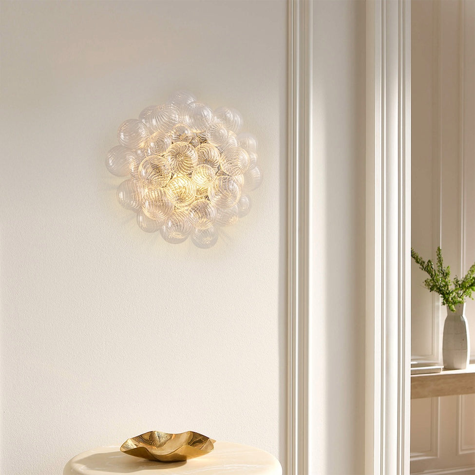 Spiral Bubble Mouth-Blown Glass Globe Sconce