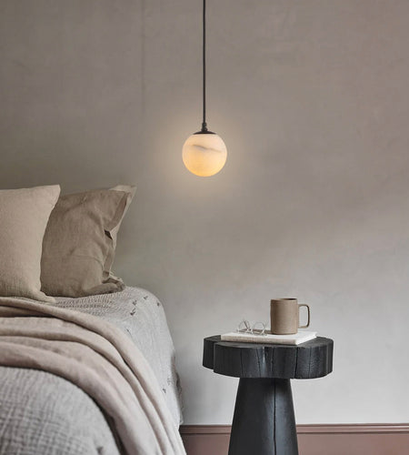 Moonlit Natural Alabaster Globe Pendant