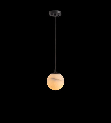 Moonlit Natural Alabaster Globe Pendant