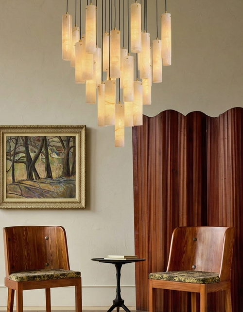 Load image into Gallery viewer, Pluvia Alabaster Cascade Chandelier
