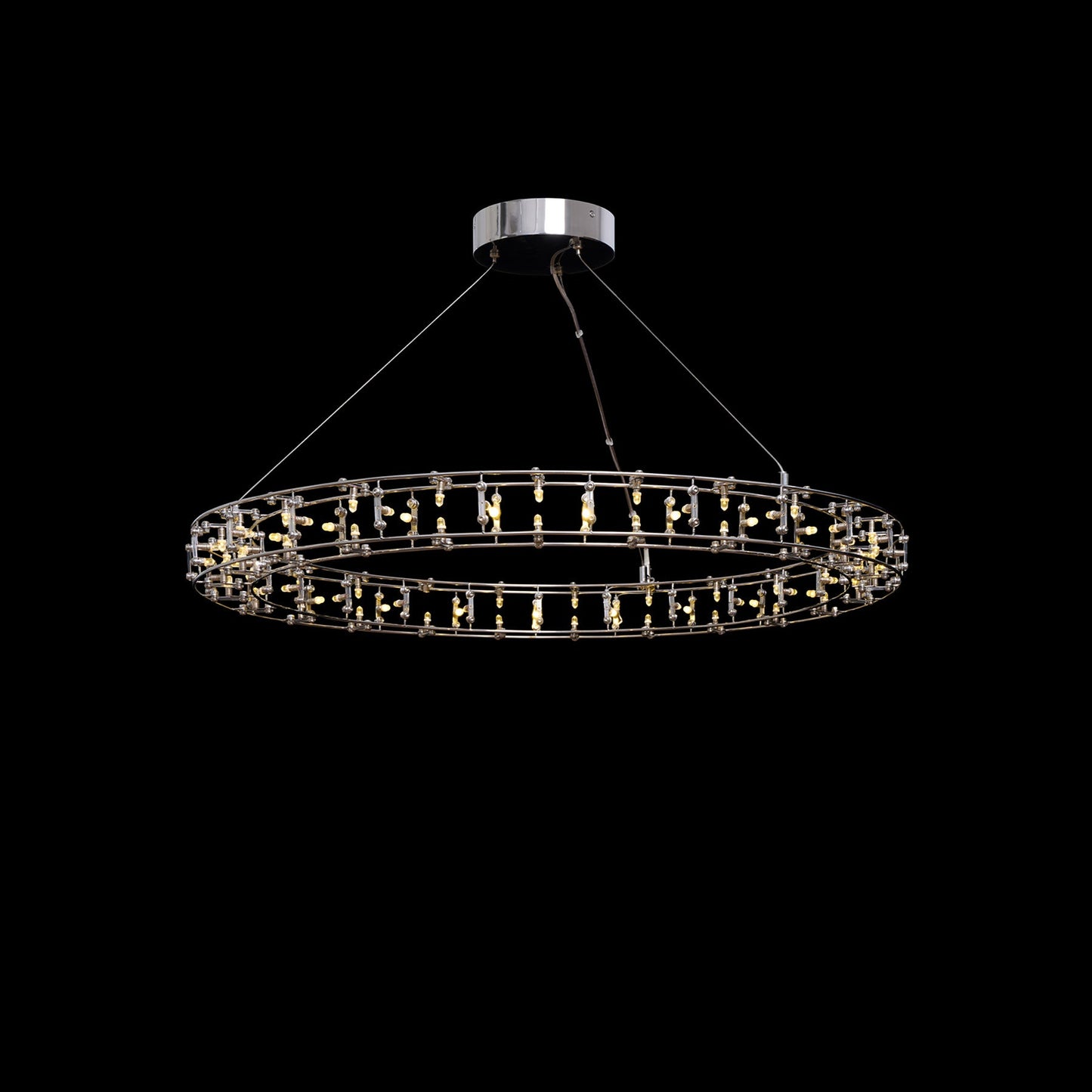 Chandelier with crystal accents on a black background