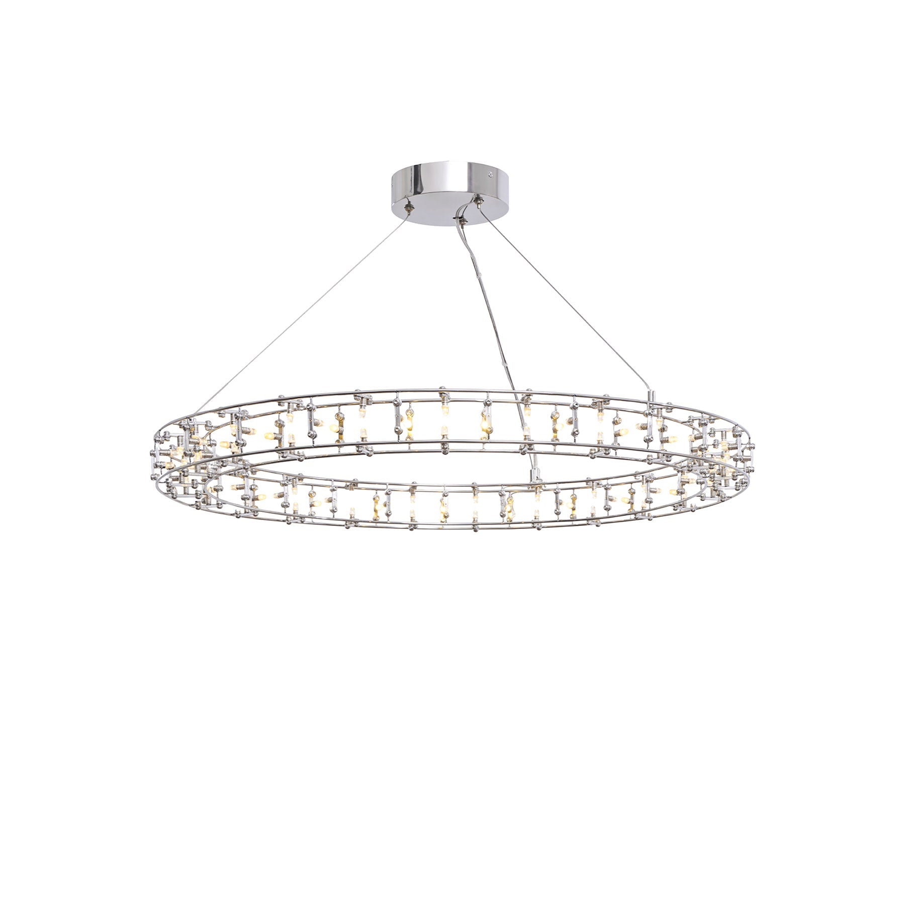 Chandelier with two circular designs on a white background