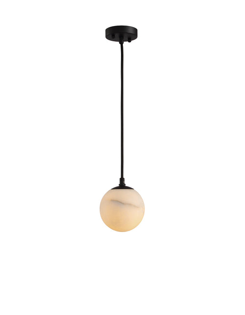 Load image into Gallery viewer, Moonlit Natural Alabaster Globe Pendant
