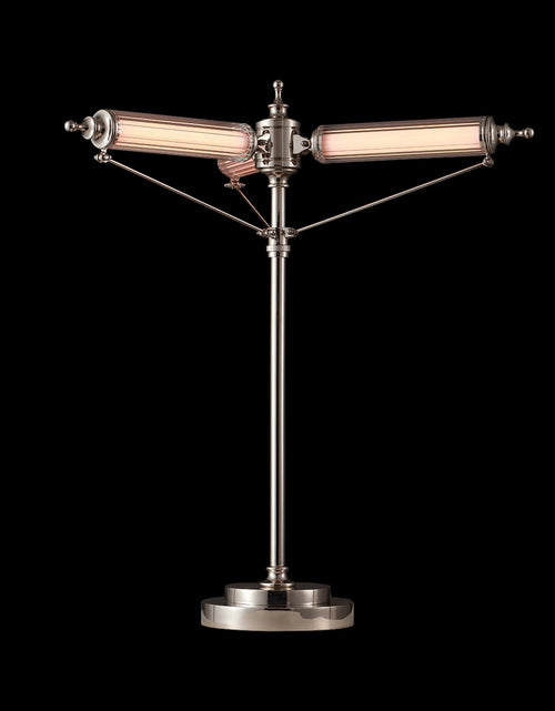 Load image into Gallery viewer, Aurora Adjustable Arm Ribbed Glass Table Lamp
