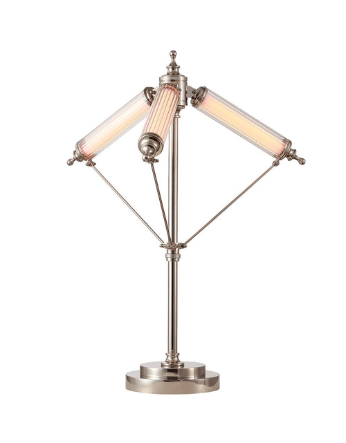 Load image into Gallery viewer, Aurora Adjustable Arm Ribbed Glass Table Lamp
