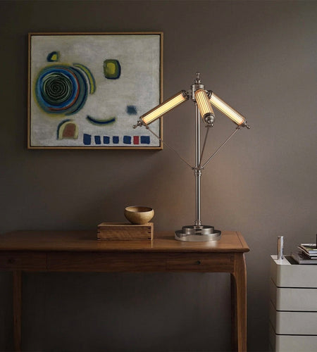Aurora Adjustable Arm Ribbed Glass Table Lamp