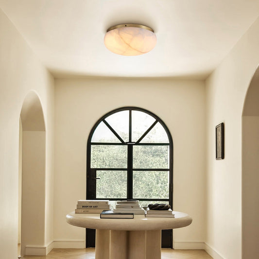 Calista Natural Calcite Stone Dome Flush Mount