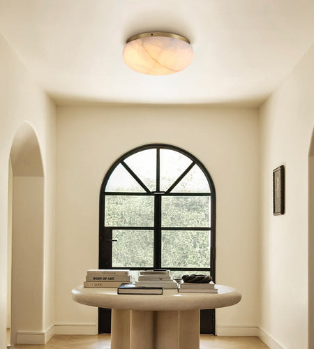 Calista Natural Calcite Stone Dome Flush Mount