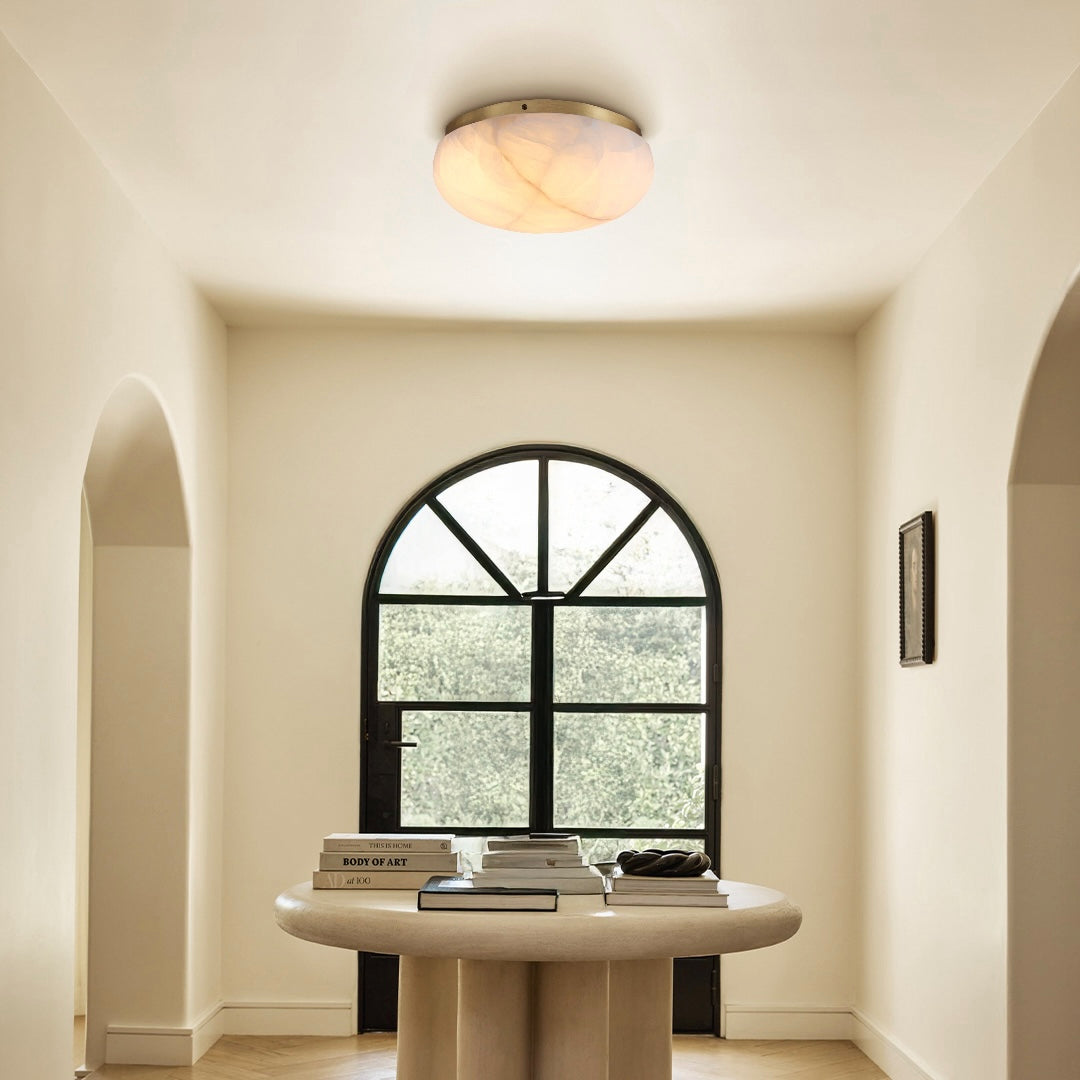 Calista Natural Calcite Stone Dome Flush Mount