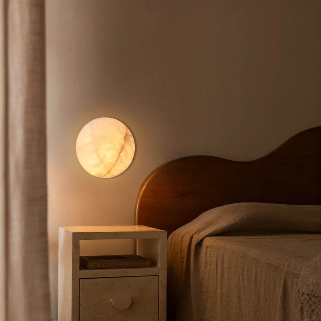 Calista Natural Calcite Stone Dome Sconce