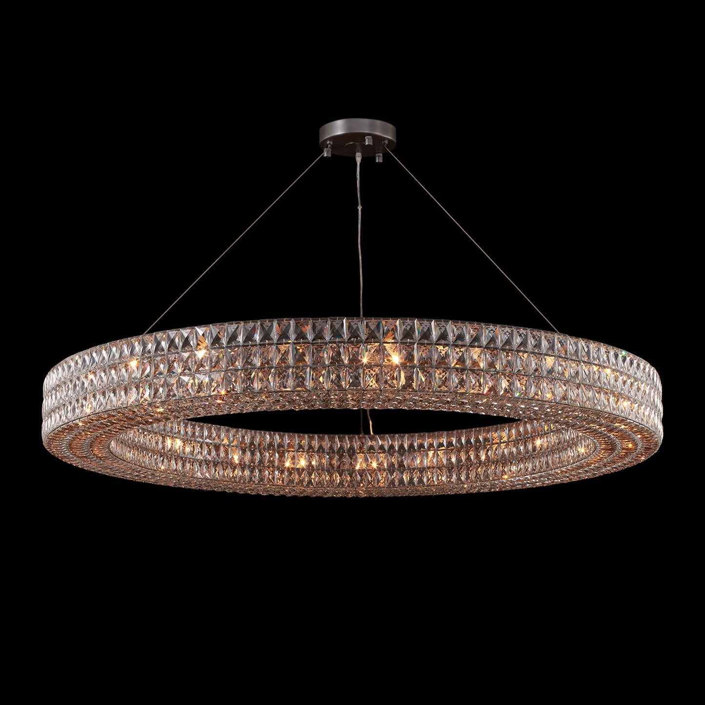 Lattice Faceted Crystal Ring Chandelier