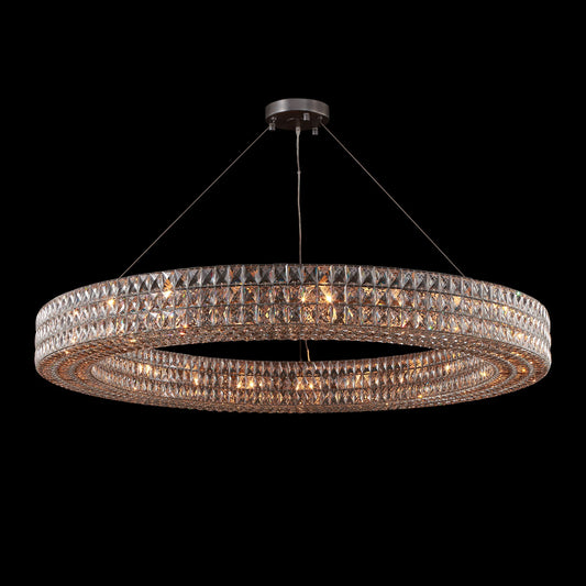Lattice Faceted Crystal Ring Chandelier