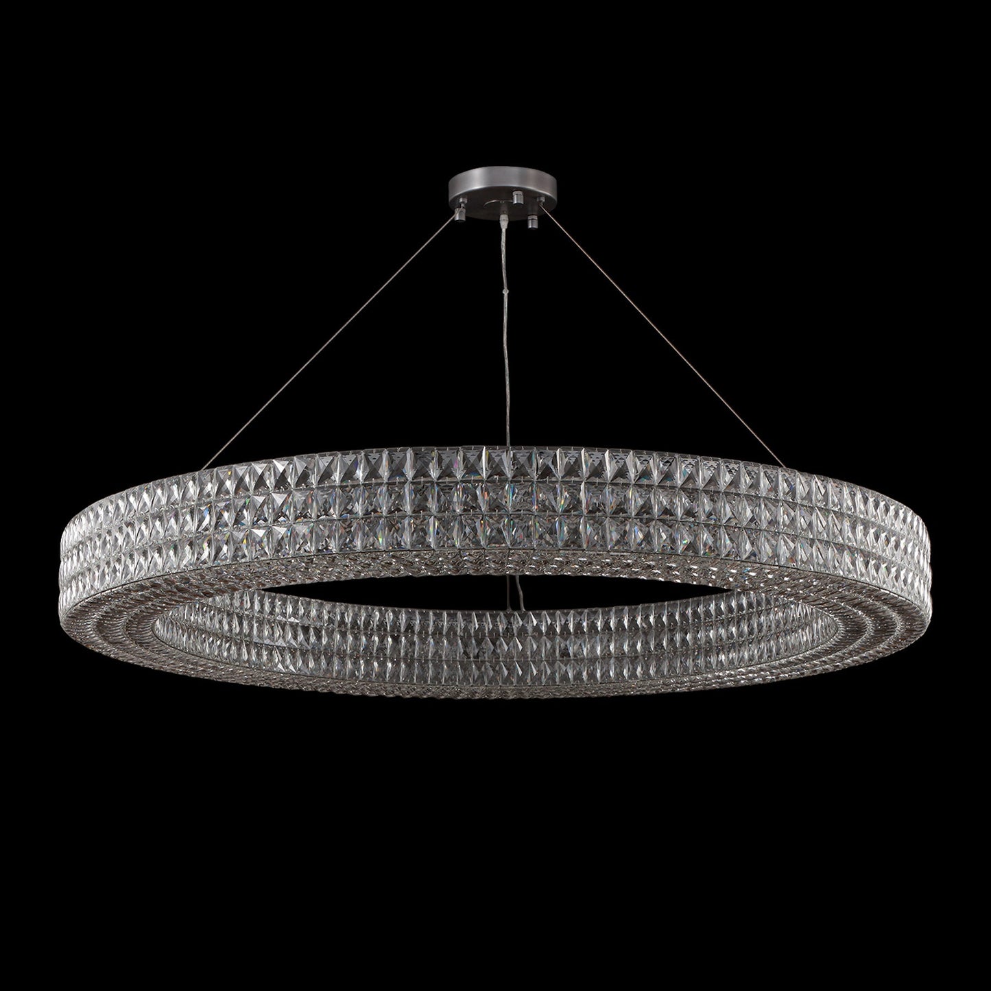 Lattice Faceted Crystal Ring Chandelier