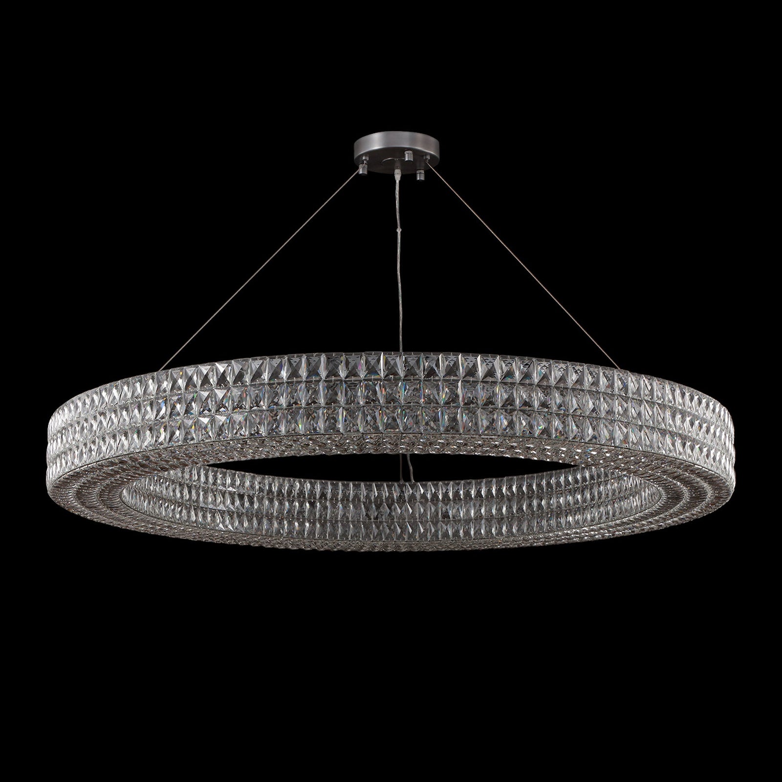 Lattice Faceted Crystal Ring Chandelier