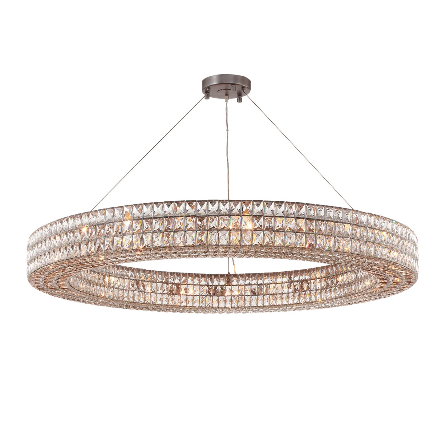 MOORIZON Lattice Crystal Round Pendant, Large – statement crystal circle chandelier