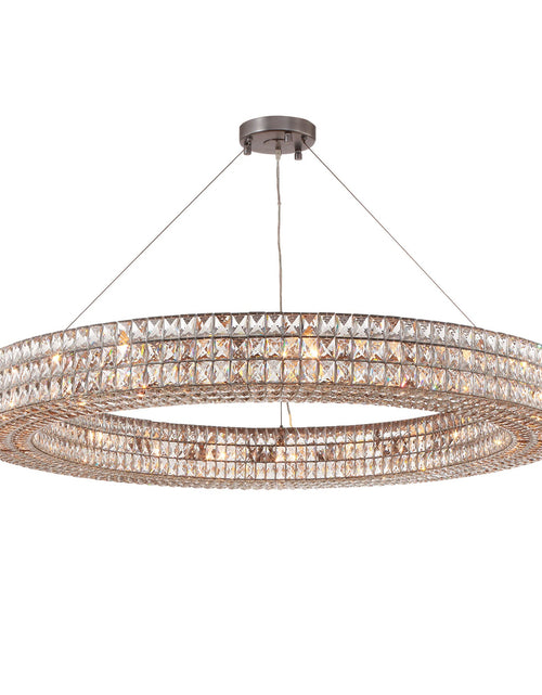 Load image into Gallery viewer, MOORIZON Lattice Crystal Round Pendant, Large – statement crystal circle chandelier
