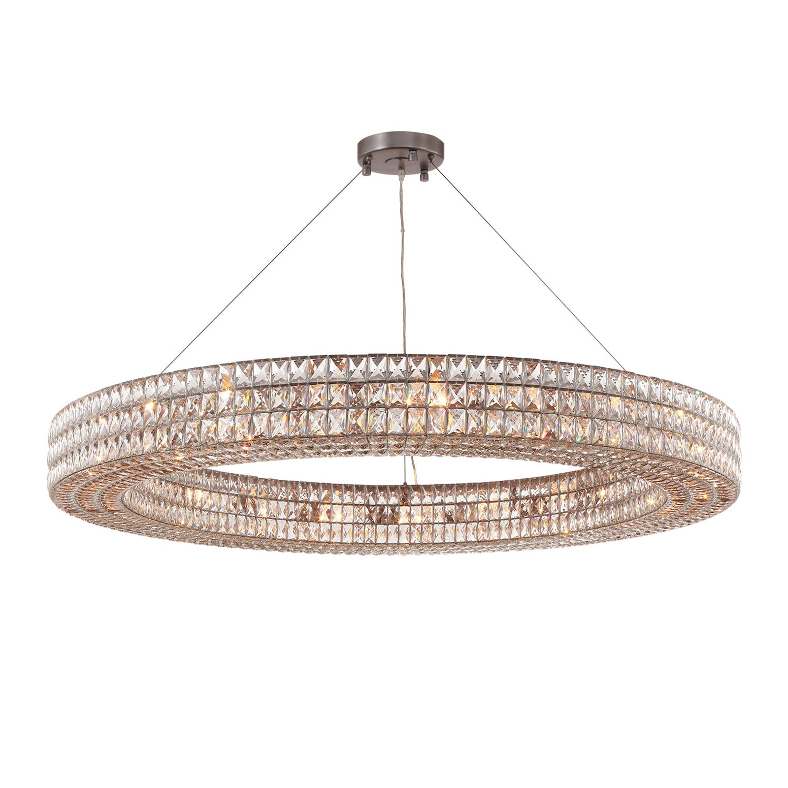 MOORIZON Lattice Crystal Round Pendant, Large – statement crystal circle chandelier