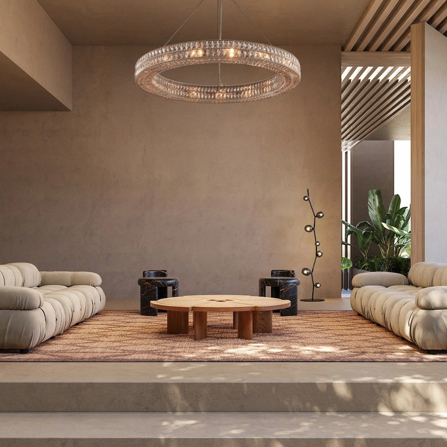 Lattice Faceted Crystal Ring Chandelier