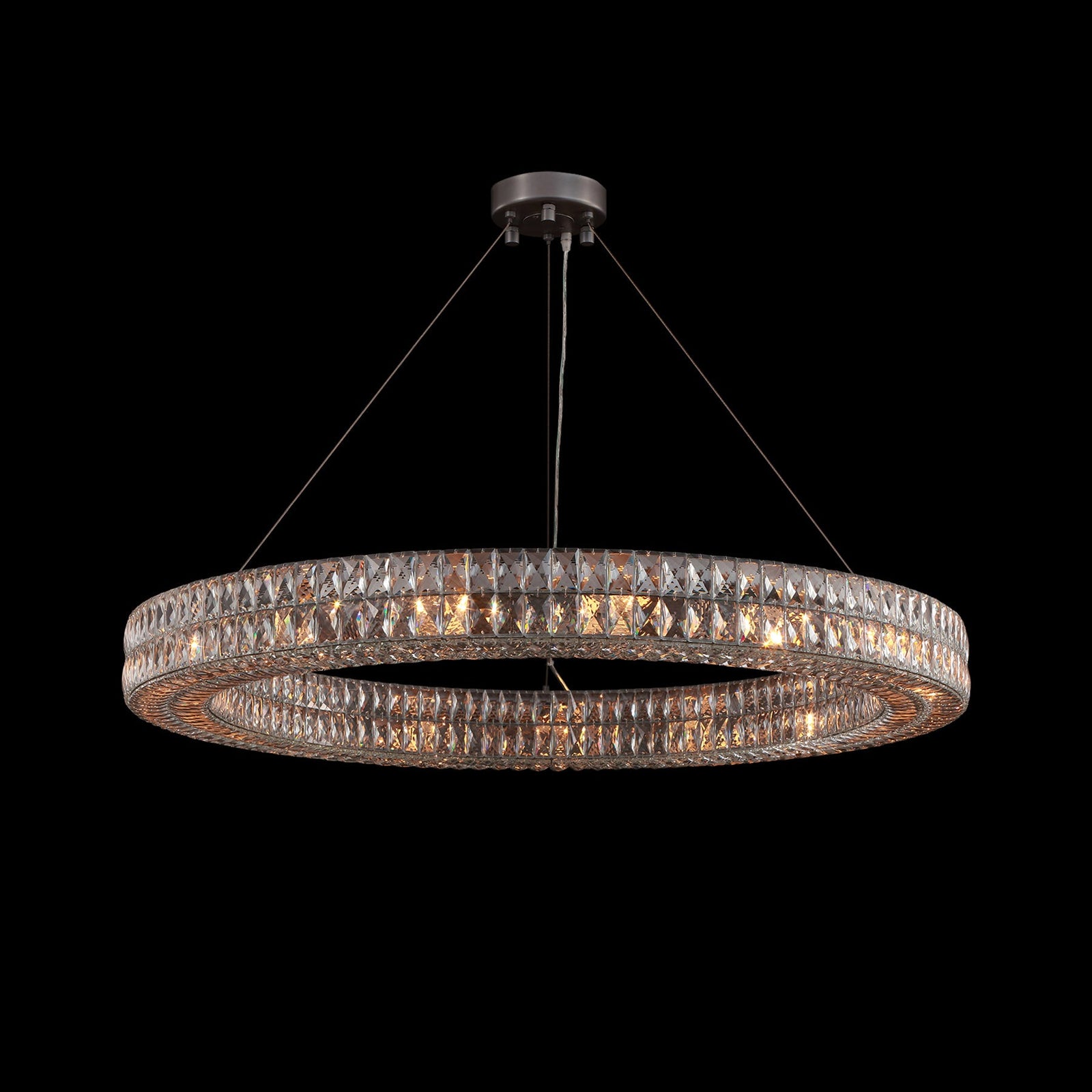 Lattice Faceted Crystal Ring Chandelier