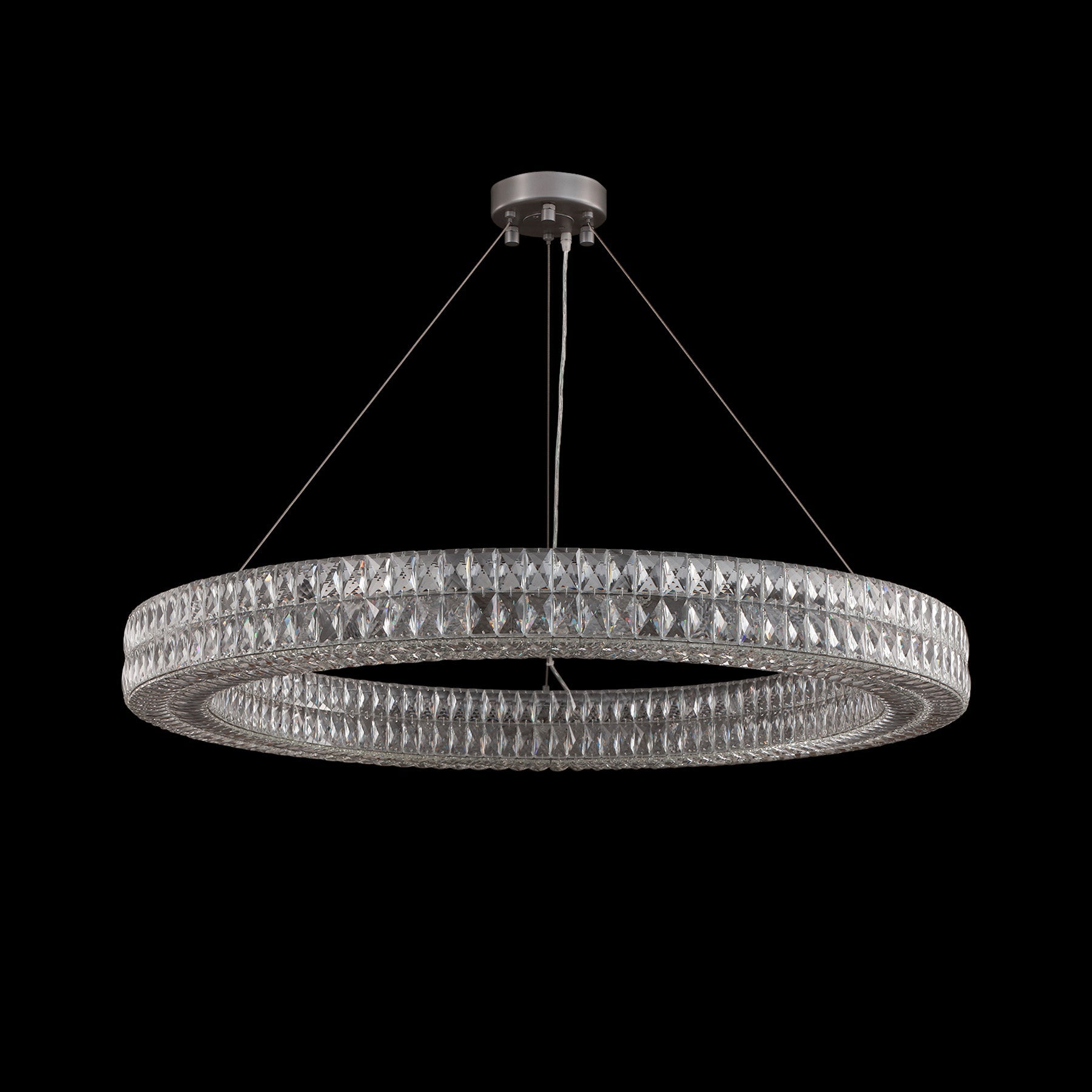 Chandelier with diamond-like pattern on a black background