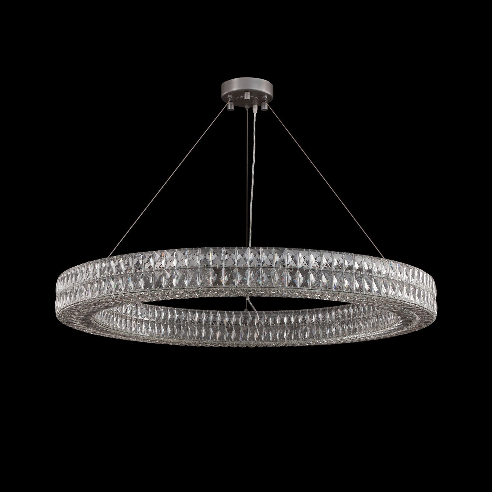 Lattice Faceted Crystal Ring Chandelier