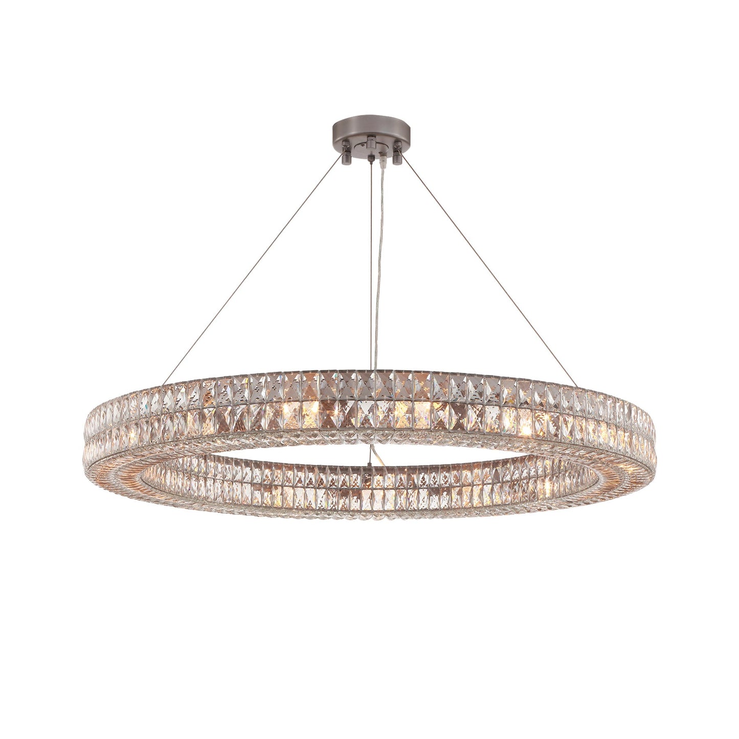 MOORIZON Lattice Crystal Round Pendant, Medium – elegant crystal ring lighting