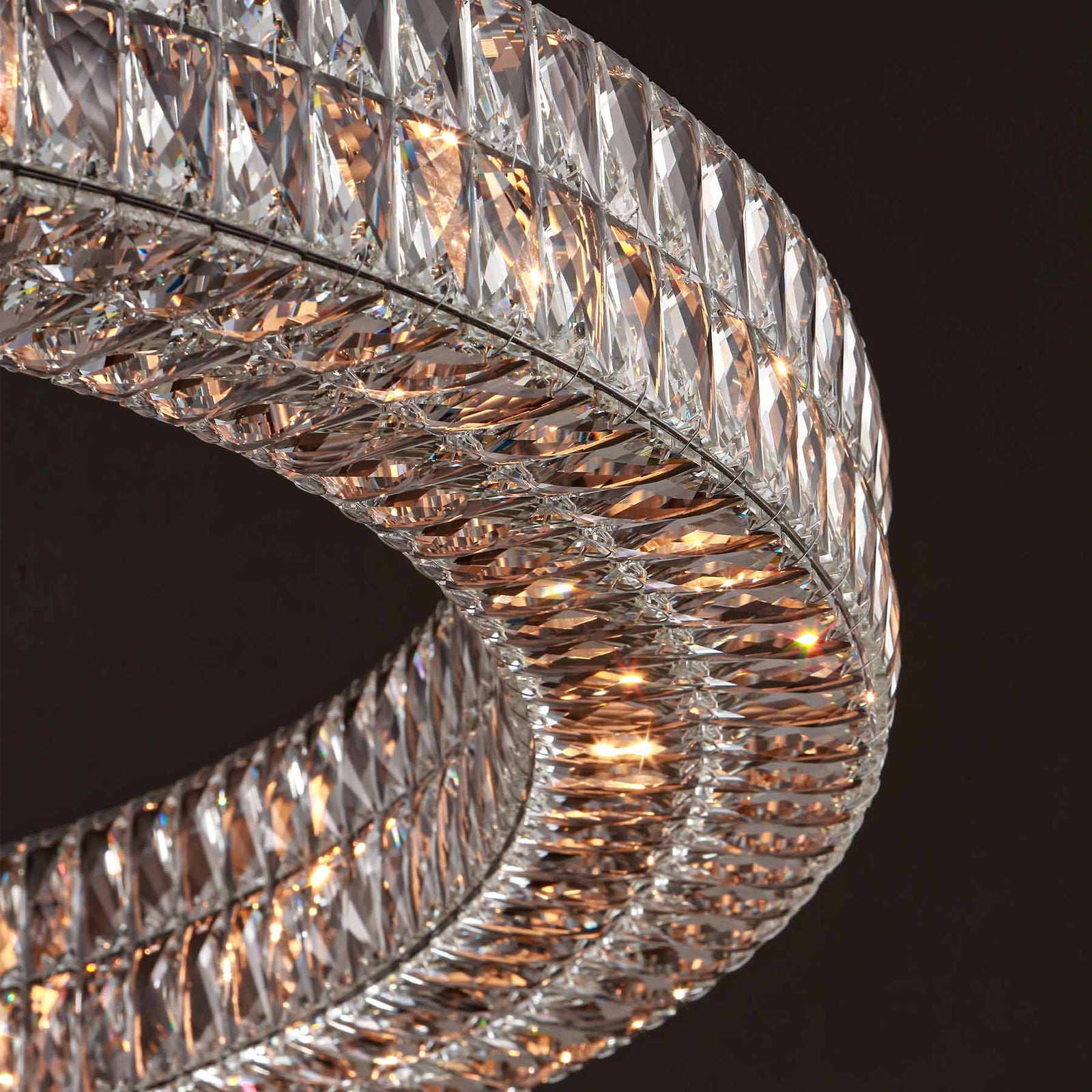 Lattice Faceted Crystal Ring Chandelier