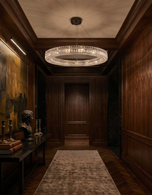 Load image into Gallery viewer, Lattice Faceted Crystal Ring Chandelier

