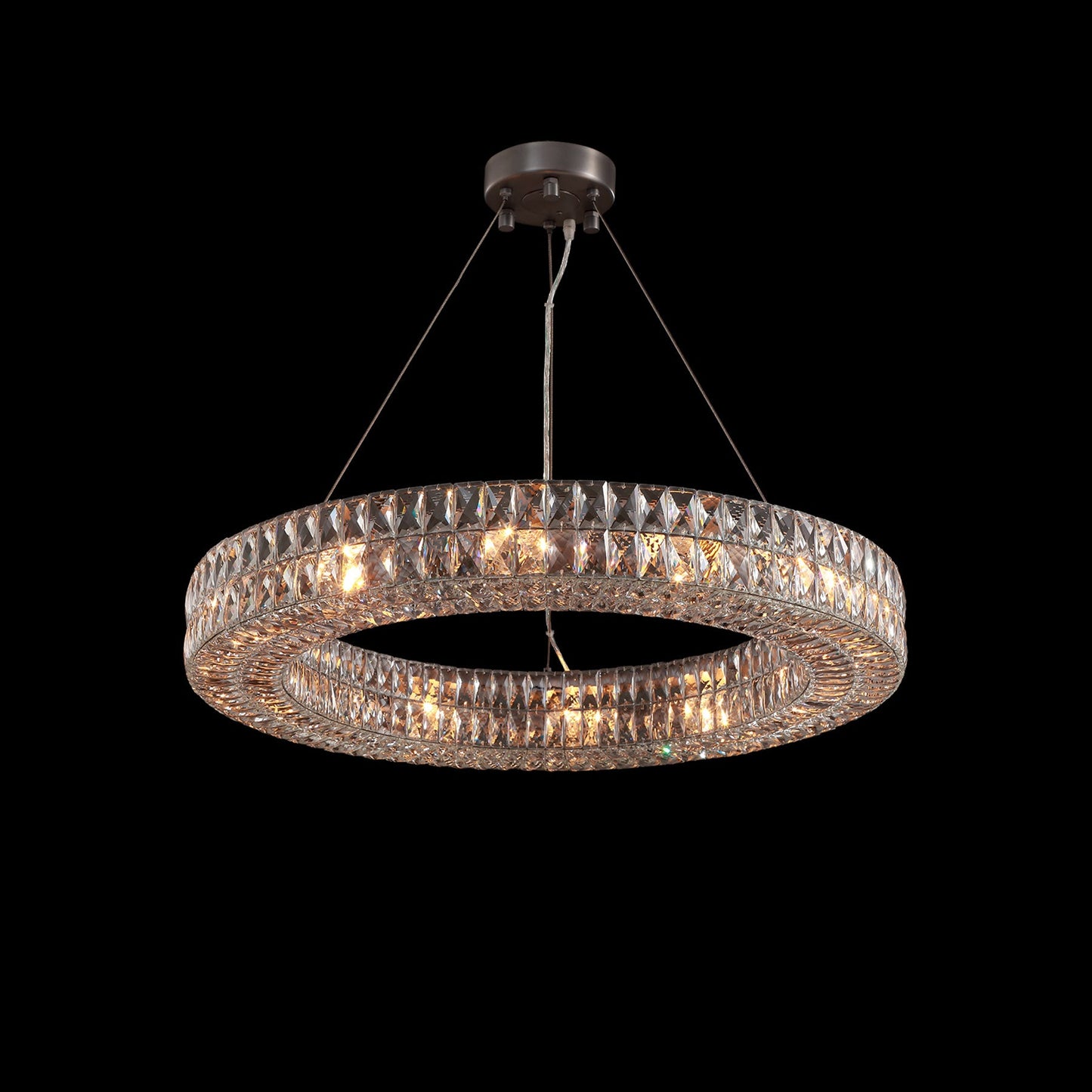 Lattice Faceted Crystal Ring Chandelier