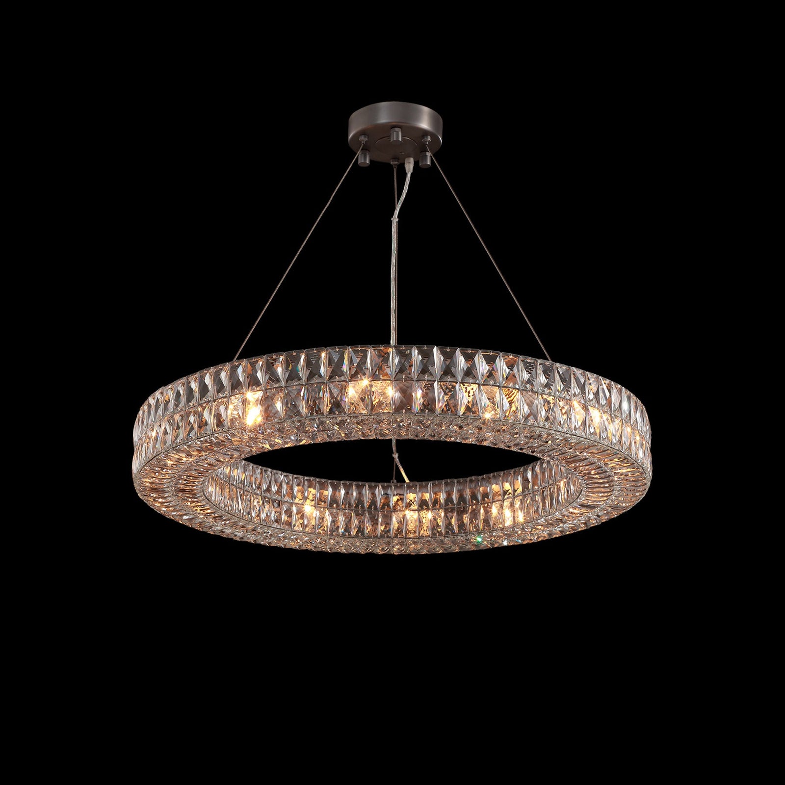 Lattice Faceted Crystal Ring Chandelier