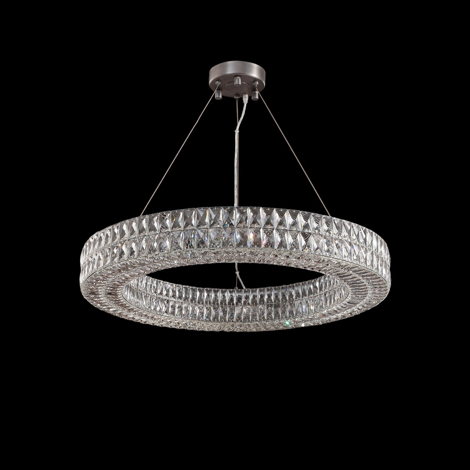Lattice Faceted Crystal Ring Chandelier
