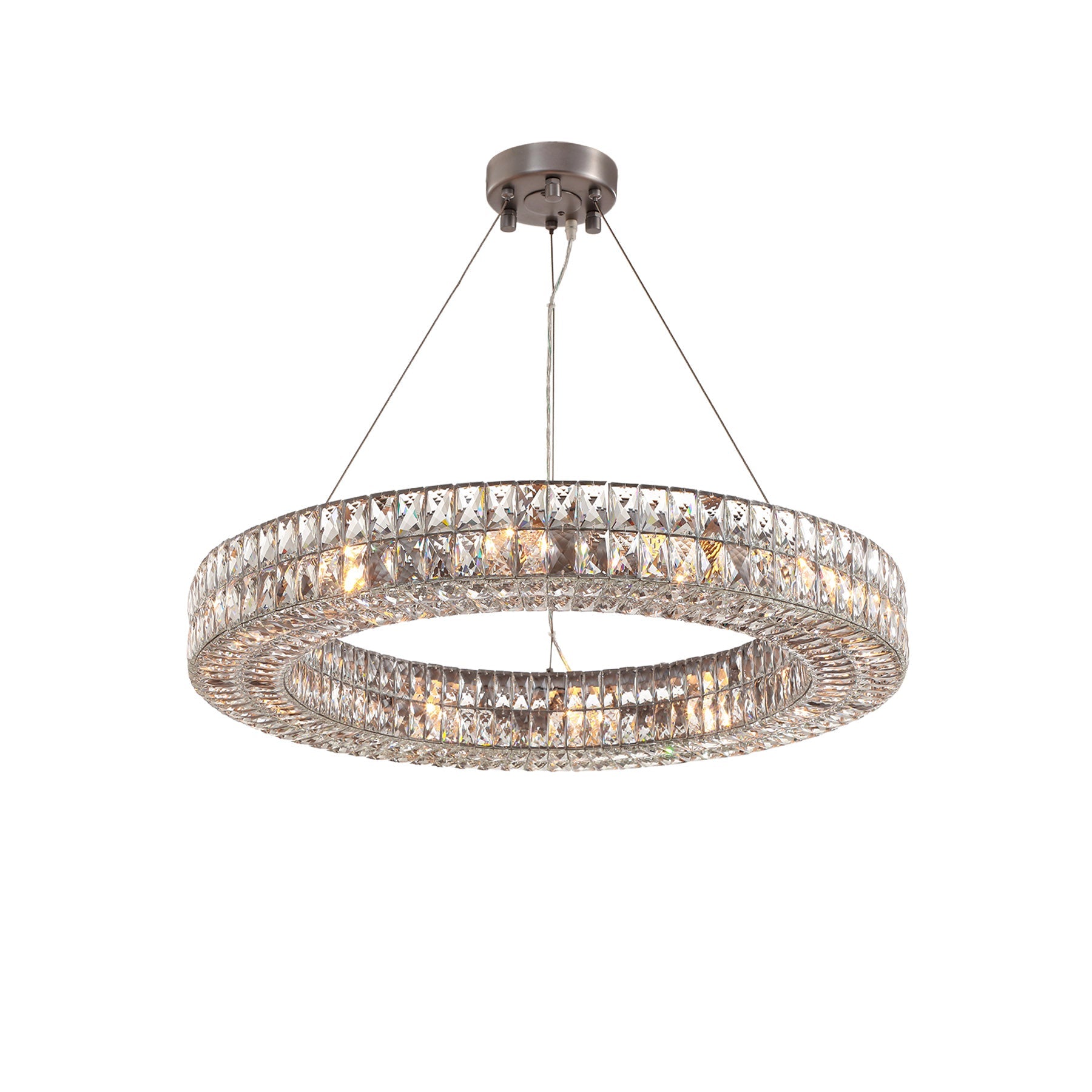 MOORIZON Lattice Crystal Round Chandelier, Small – modern halo crystal ceiling pendant