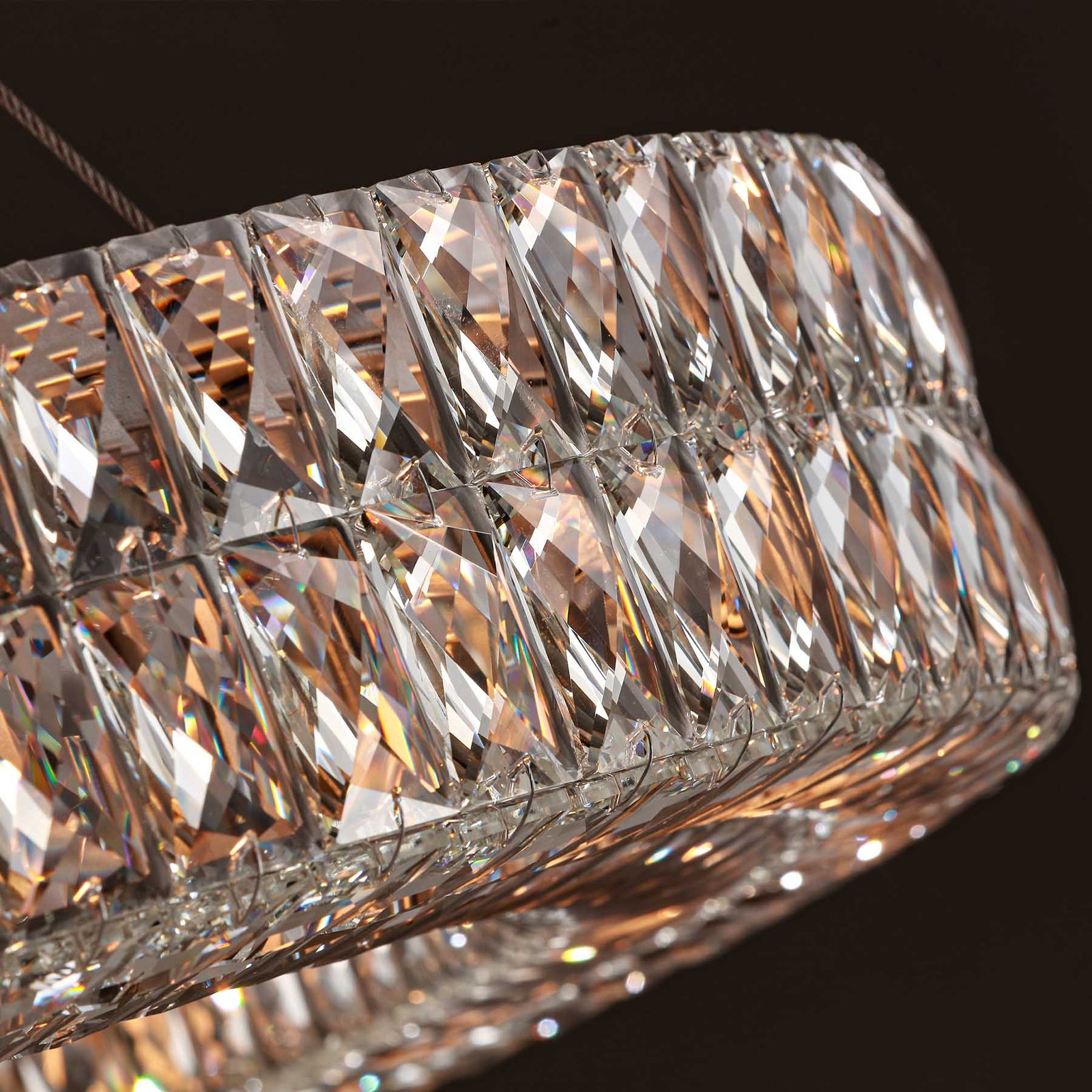 Lattice Faceted Crystal Ring Chandelier
