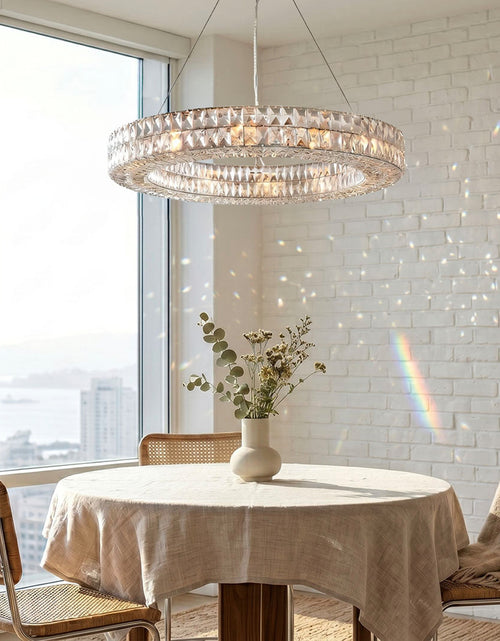 Load image into Gallery viewer, Lattice Faceted Crystal Ring Chandelier
