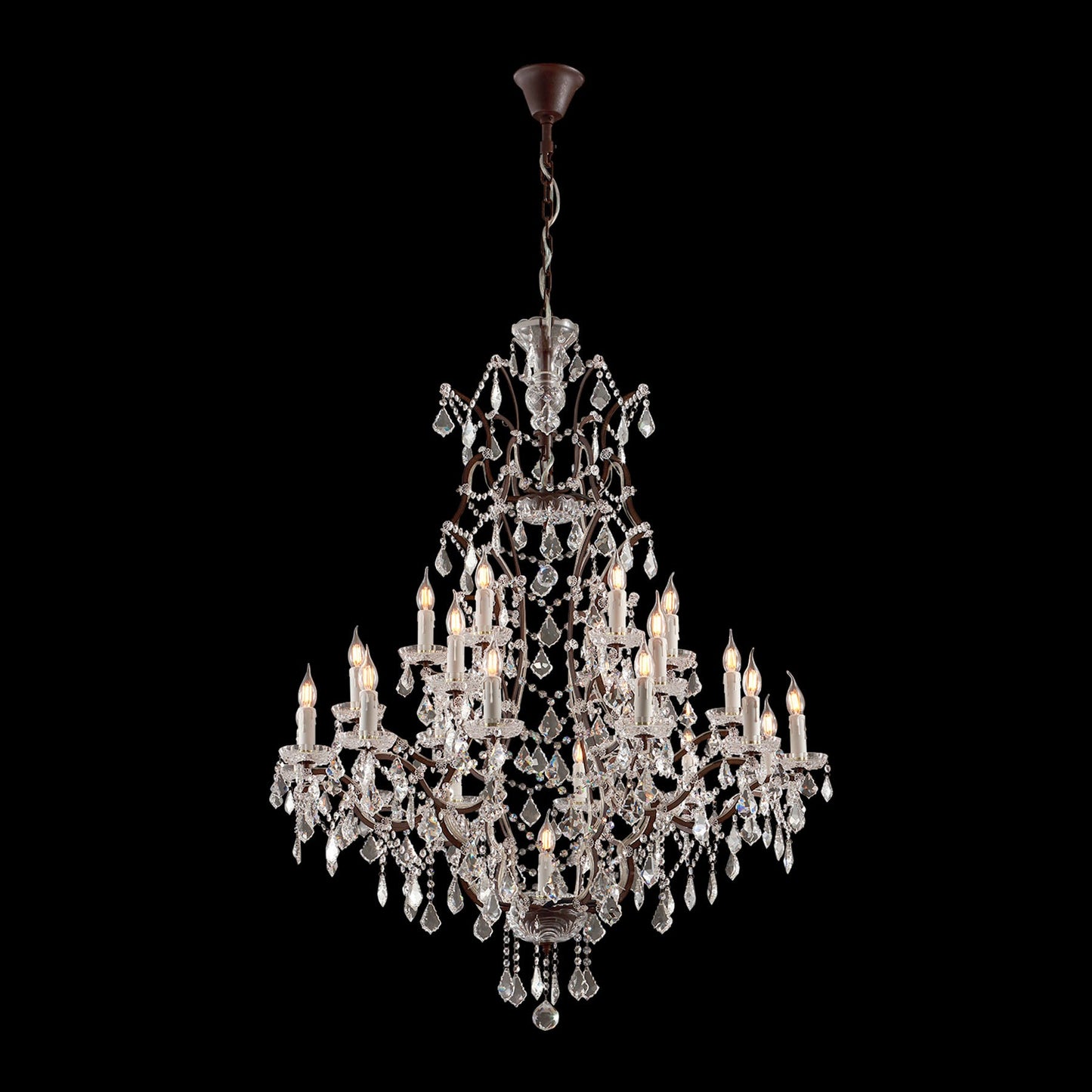Crystal chandelier on a black background