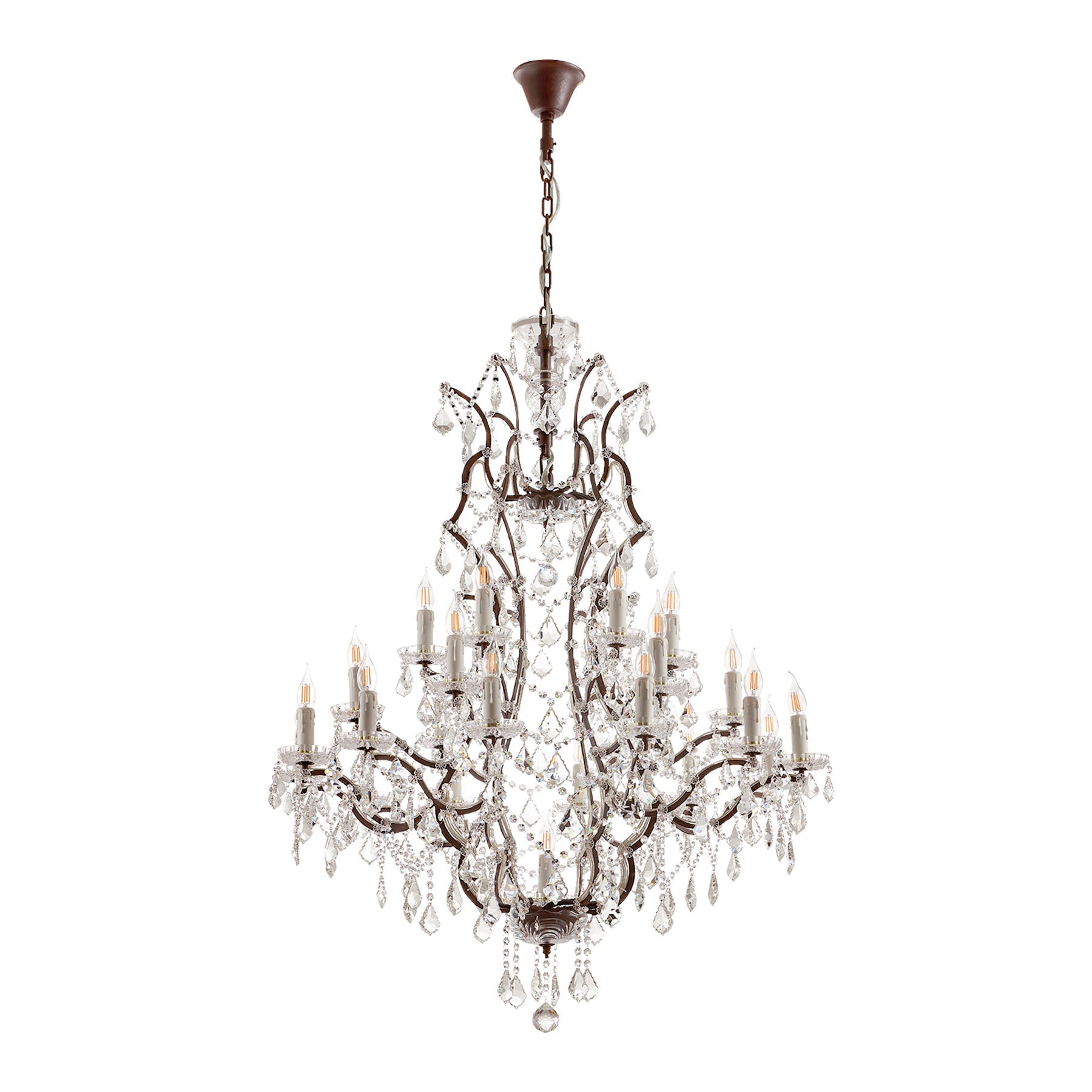 Chandelier with crystal accents on a white background