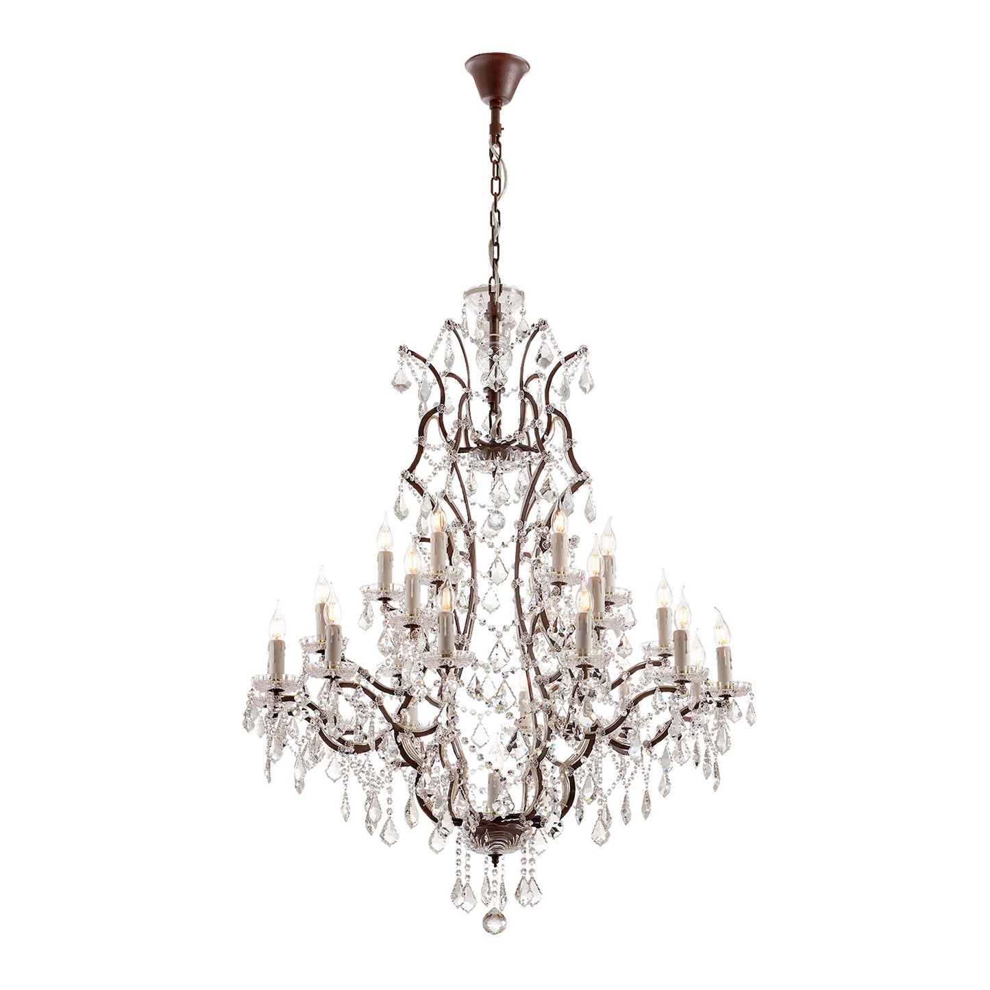 Decorative chandelier with crystal accents on a white background