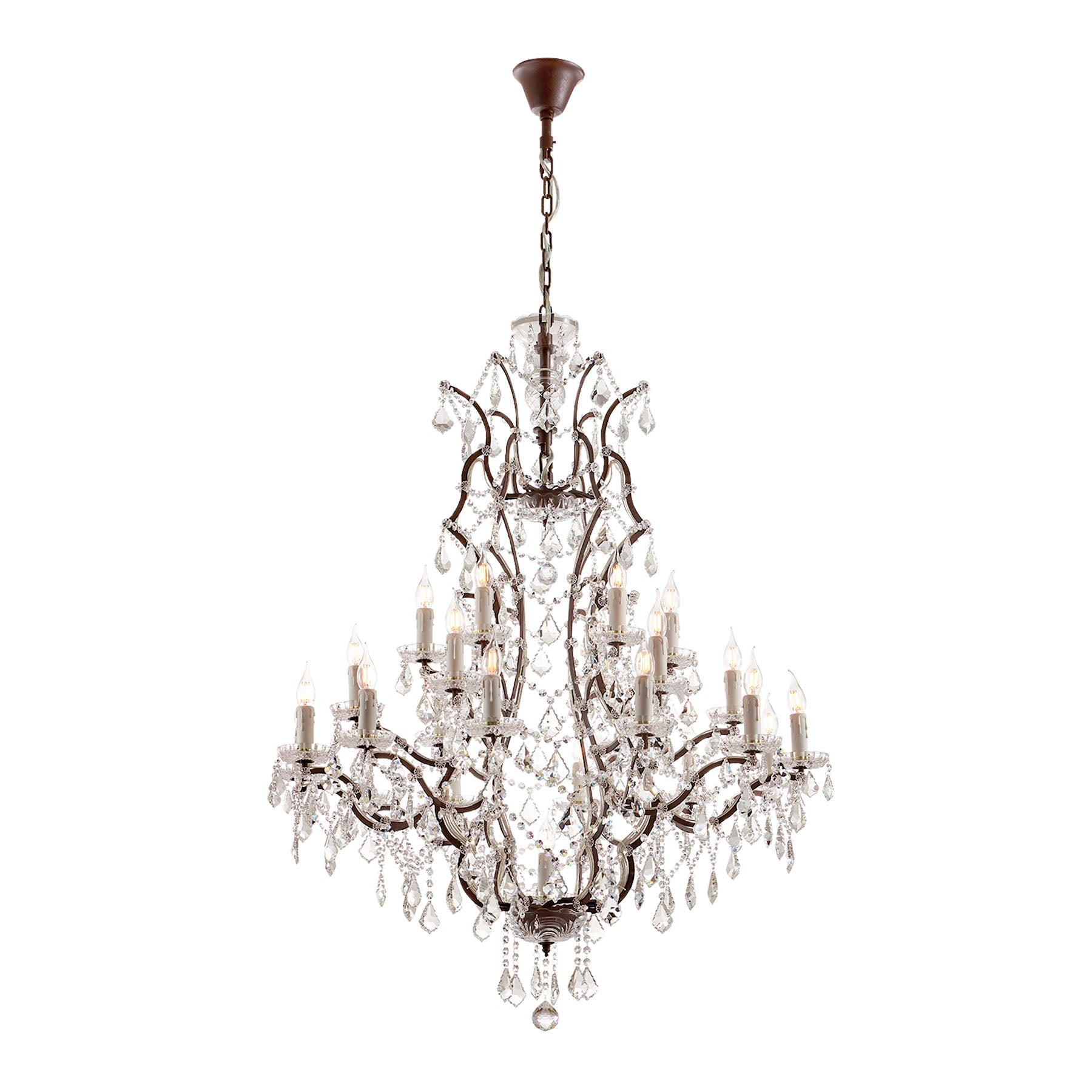 Decorative chandelier with crystal accents on a white background