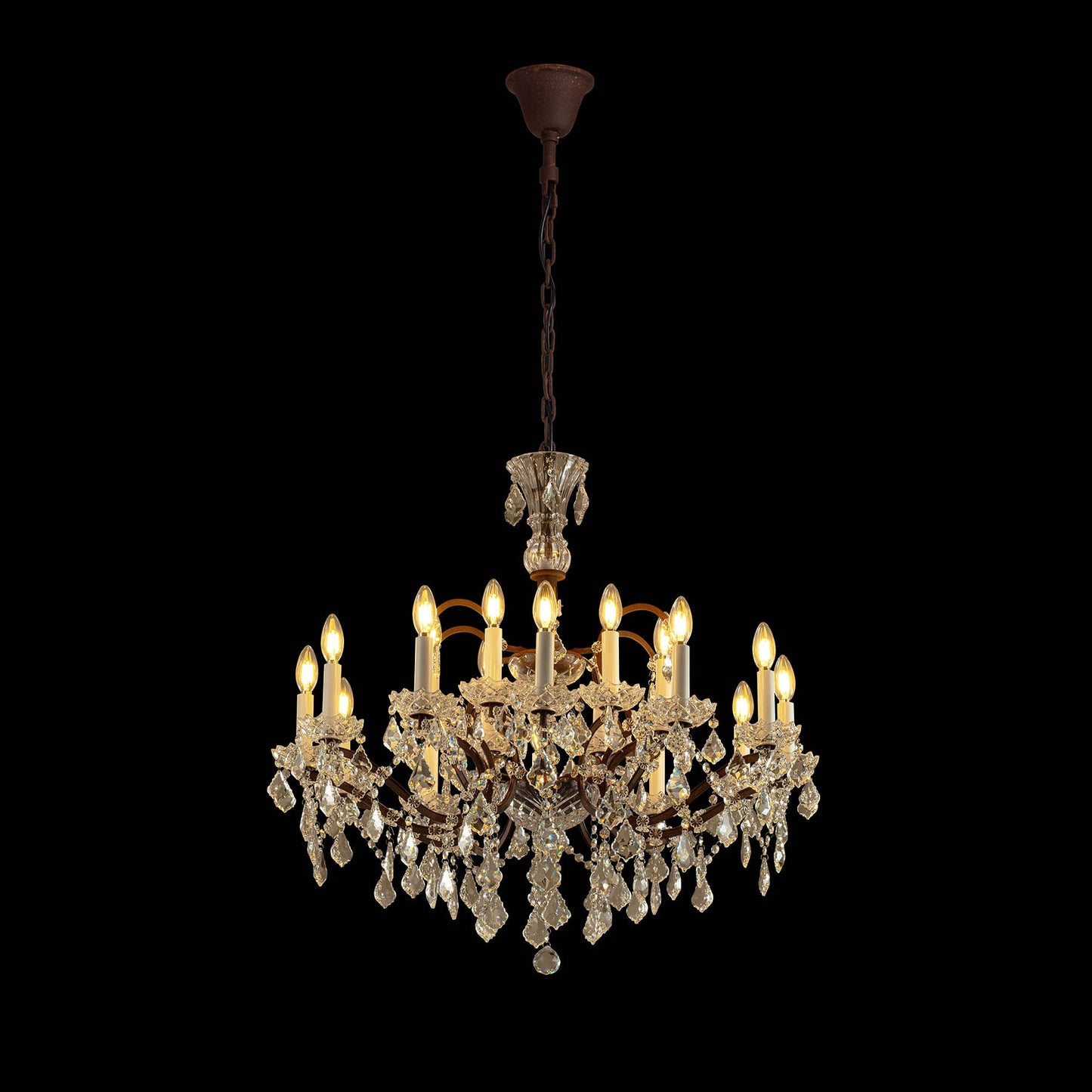 Chandelier with crystal details on a black background