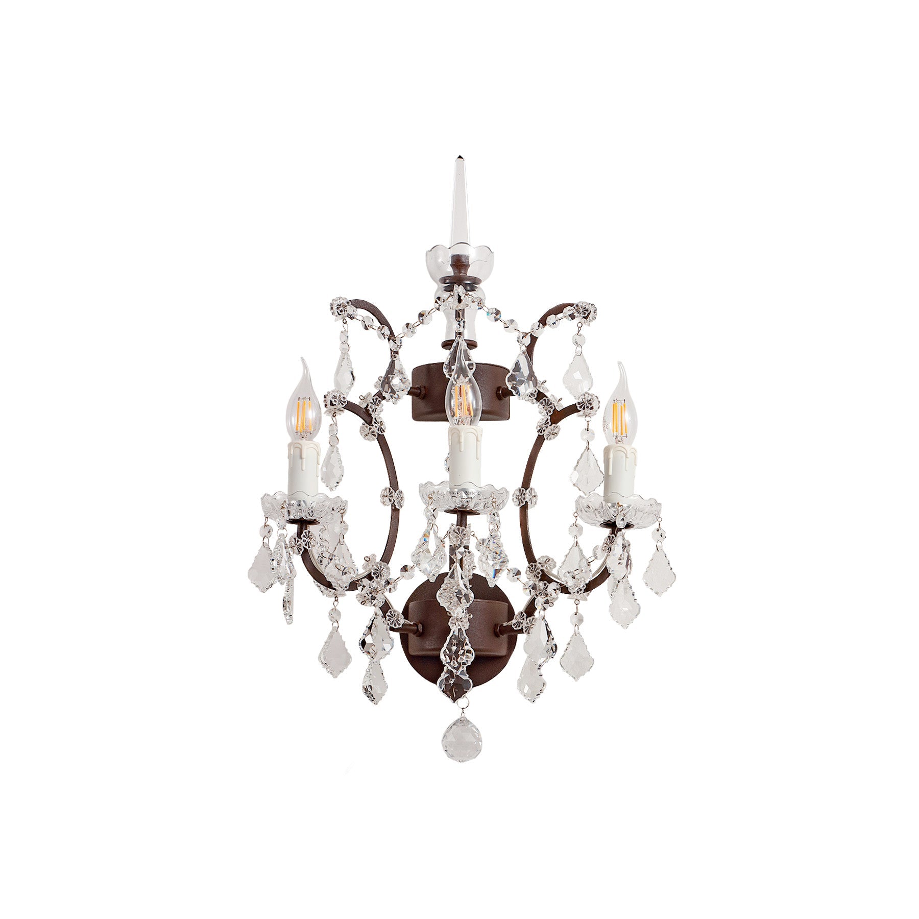Small chandelier with crystal accents on a white background