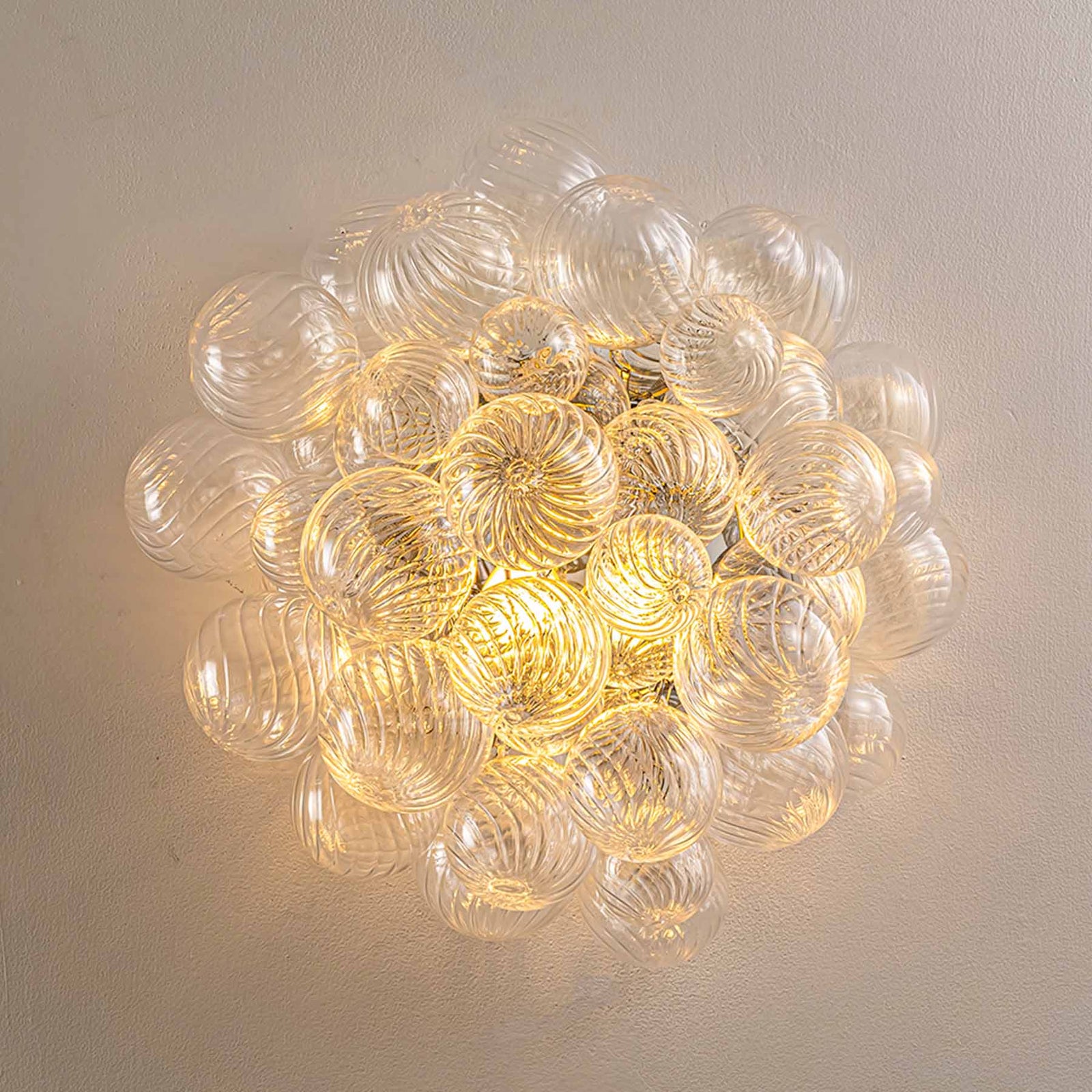 Spiral Bubble Mouth-Blown Glass Globe Sconce