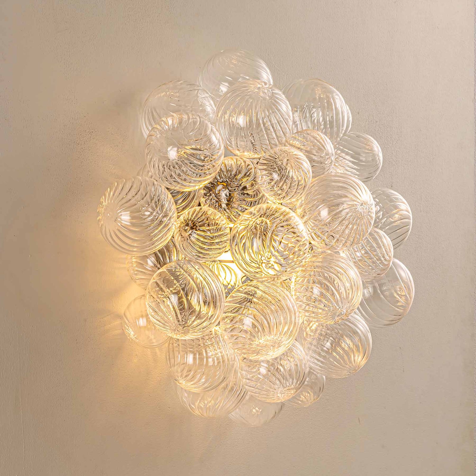 Spiral Bubble Mouth-Blown Glass Globe Sconce