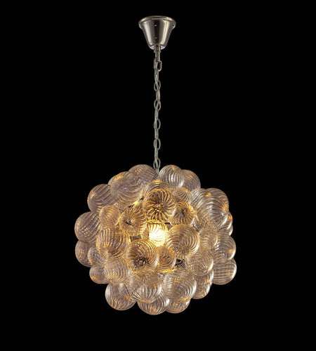 Spiral Bubble Mouth-Blown Glass Globe Pendant