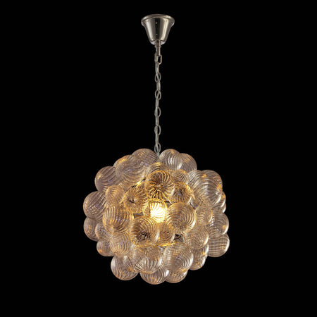 Spiral Bubble Mouth-Blown Glass Globe Pendant