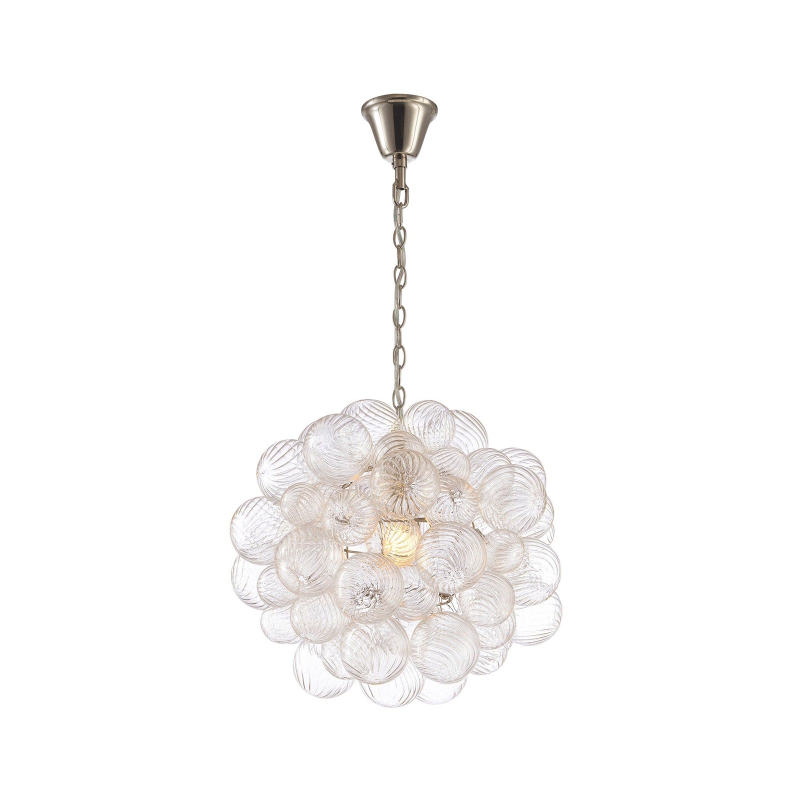 Spiral Bubble Mouth-Blown Glass Globe Pendant