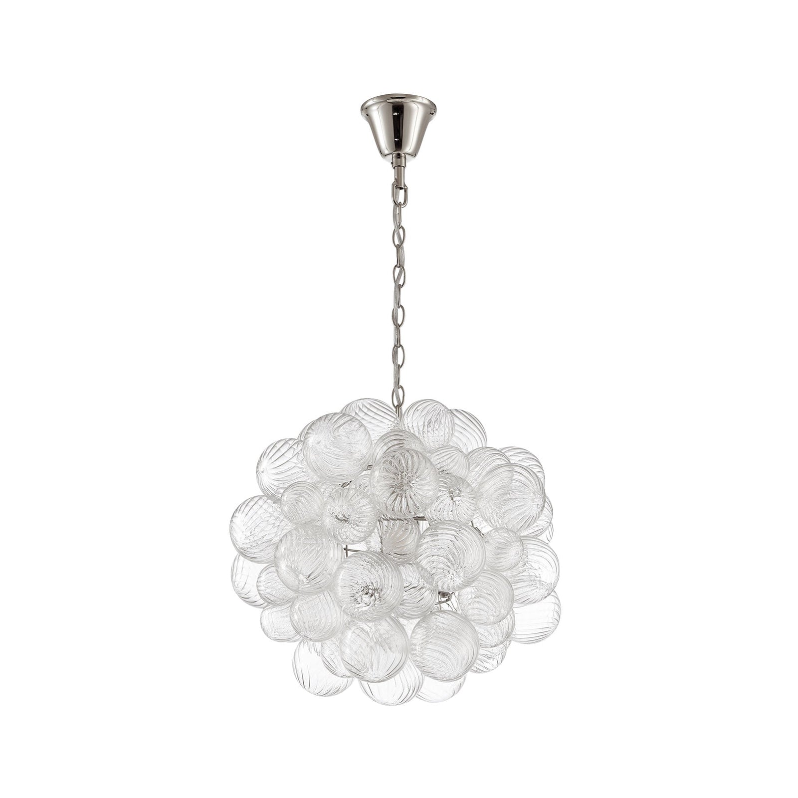 Spiral Bubble Mouth-Blown Glass Globe Pendant