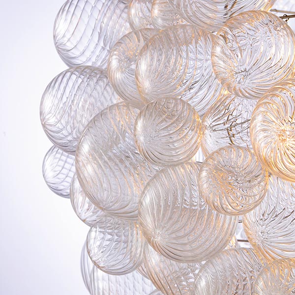 Spiral Bubble Mouth-Blown Glass Globe Pendant