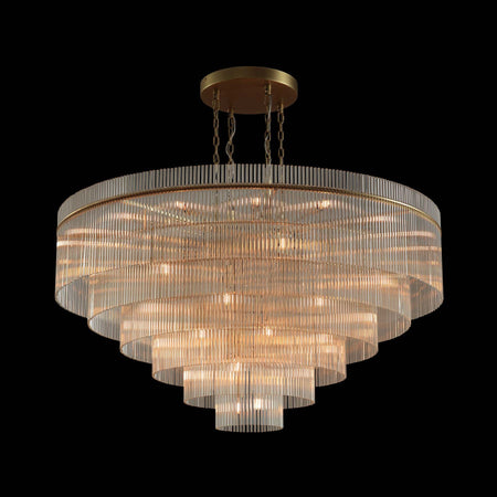 Timelore Round Glass Rod Chandelier